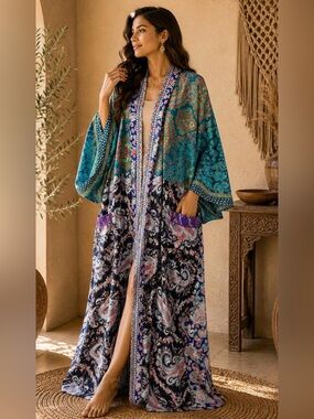 New Recycled Saree Silky Kimono OS